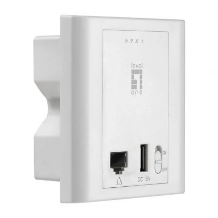 Level One WAP3-01: Punto de Acceso Inalámbrico WiFi 300 Mbps 802.11n, con Puerto Ethernet POE y USB, para Montaje en Pared, Caja 86x86 mm Level One WAP3-01: Punto de Acceso Inalámbrico WiFi 300 Mbps 802.11n, con Puerto Ethernet POE y USB, para Montaje en Pared, Caja 86x86 mm